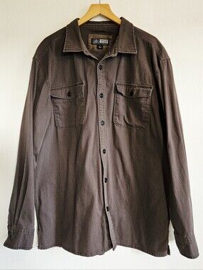 Men's Dark Brown Button-Front Shirt Jacket - Unbranded